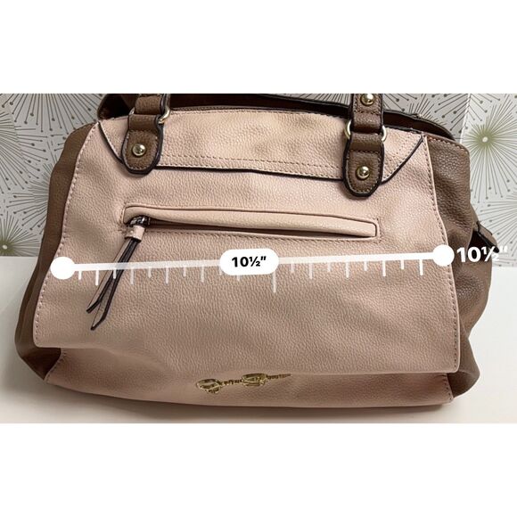 Jessica Simpson dusty pink and brown pebbled vegan leather satchel - Picture 6 of 10